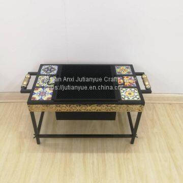 Ceramic Tile Mosaic Parquet Outdoor Rectangular Fire Pit Table photo-5