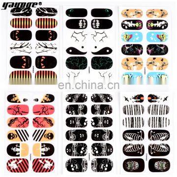 Skull Rose Nail Sticker Water Decal Halloween Pop Black Jewelry Full Cover Nail Sticker photo-2