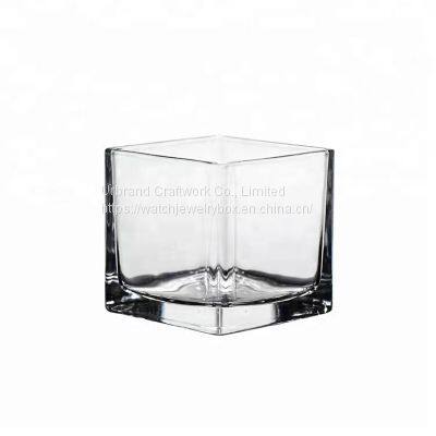 Wholesale Square Transparent Glass Candlestick, Candle Cup, Glass Square Jar, Candle Container, Home Decoration photo-2