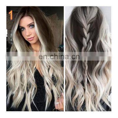 5 Color Blonde Long Straight Hair Blond Mixed Color Gradient Curly Wig Party Not Lace Front Synthetic Kinky Wig For Party Hair photo-5