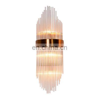 New products glass tube golden metal wall lamp for home villa Hotel corridor decoration lighting