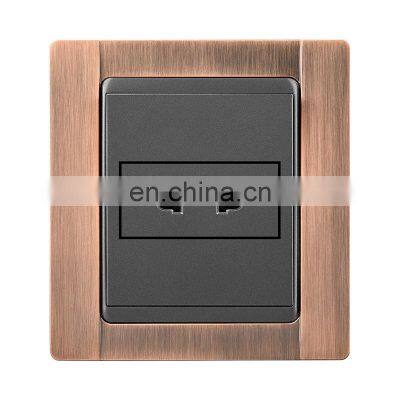 Universal 2 pin Wall Socket Zinc Alloy Panel Copper Wire Drawing 86*86mm Socketes and Switches Electrical 16A