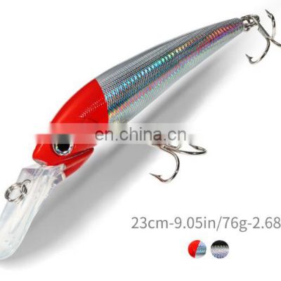 3d eyes minnow lures 2 colors 23cm/76g big minnow lure trolling Amazon hot sale lure fishing minnow Bait fishing for mackerel