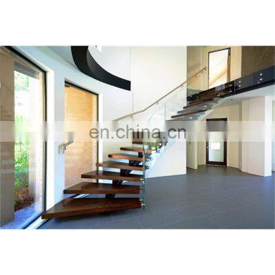 Internal Solid Wood Tread Curved Staircase Design Helical Staircase