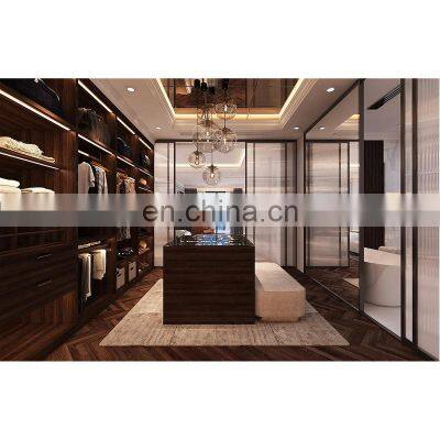 Modern Master Bedroom Custom Led Hanging Closet Rod Glass Door Closet Wardrobe Armoire