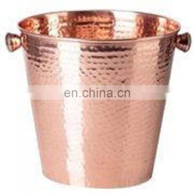 copper plated hammered round wine bucket