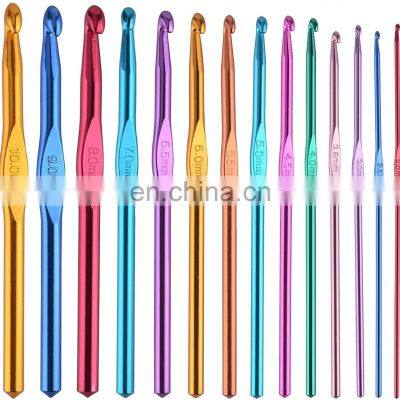 14 Pcs Set Mult Color Knitting Needles Aluminum Crochet Hooks for Craft Yarn 2-10mm