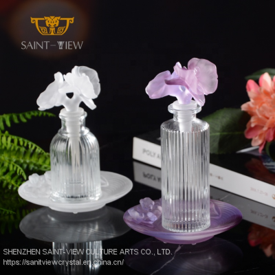 NEW ARRIVAL Handmade Design Crystal Purple Flower Shape 100ml Perfume Bottle photo-4