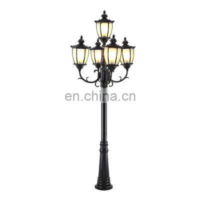 European style all die-cast aluminum garden lantern lamp matte black fence post lights outdoor landscape lighting post light