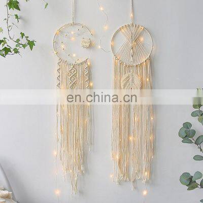 Злой глаз. Ловец снов. Вязаная сова. Макраме вешалка для стены. Ловец снов в виде луны. Тапис. Акриш мюрал. Для бохо стиля декора стены. Домашний декор photo-3