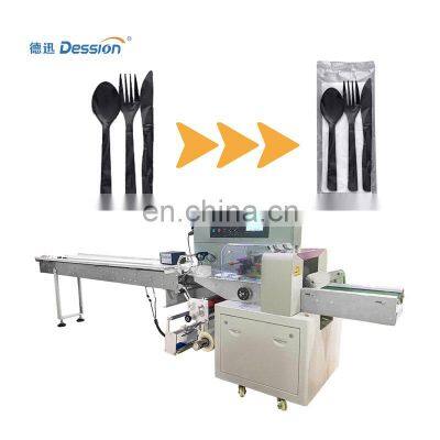 Automatic pillow bag disposable plastic cutlery packing machine supplier