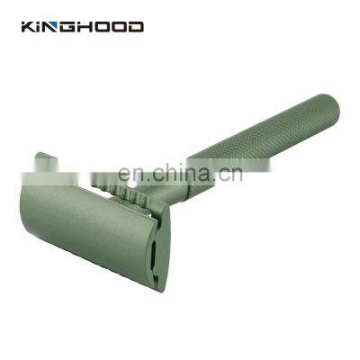 Mens Straight Blades Safety Razor Gold Stainless Steel Double Edge Shaving Razor photo-2