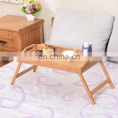 Bamboo Breakfast Serving Bed Tray With Foldable Legs Eco Friendly Multi-purpose Bamboo Serving Tray Kitchen & Tabletop