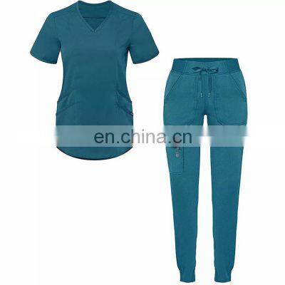 Customized Women Hospital Nursing Scrubs Suit Uniforms Women Short Sleeve Medical Scrubs Sets photo-2