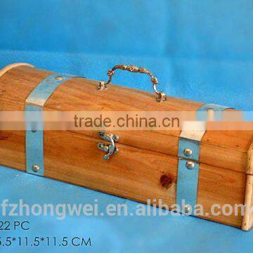 Hongwei handmade Wood Retro Primitive Wine Bottle Packing Box Wine Box Case for Home Decor