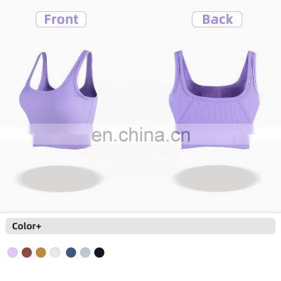 Women Athletic Underwear Sport Vest Yoga Fitness Bra Wear Active Tank Top Ribber Running Yoga Bra