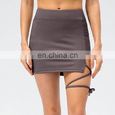 Newest Design Sexy Straps Golf Tennis Sports Mini Skirt Side Pocket Women Workout Running Sportswear Fitness Yoga Clothes photo-3