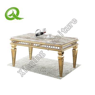 Hotel Event Banquet Furniture Golden Rectangular Stainless Steel Rectangular Wedding Table