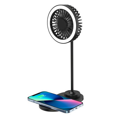 2-in-1 Multifunction Lamp Fan Stand-up fan Desktop Wireless Charge USB-C Free Rotation Wireless Charger 15w