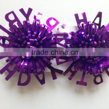 3.25" PET Red Happy Birthday Fancy Ribbon Flower Bow for Celebration/Ornament Birthday Party photo-3