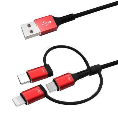 Fast Charger Adapter Cord 3-in-1 Multi USB Charging Cable Type-C Micro USB for Lightning Ports Compatible Cables photo-3