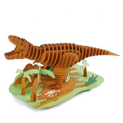 Custom DIY 3D Dinosaur Cardboard Model Handicraft Christmas Paper Puzzle Game Toys Kids Gift