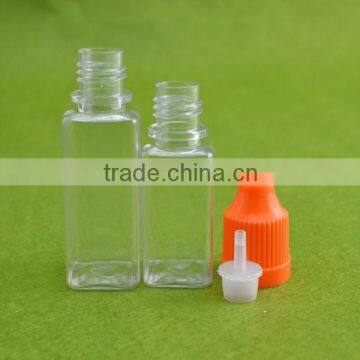 10ml plastic bottle, 10ml 15ml PET bottle, square PET bottle with childproof cap