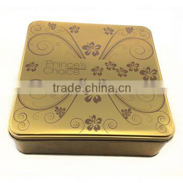 Wholesale square metal boxes food grade gold tin box