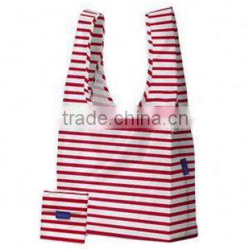 Stripe patern T-shirt shape Polyester shopping bag Beach Bags