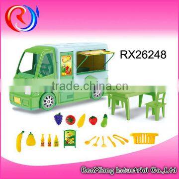Children Toy Kitchen Tool Set Breakfast Cart Mobile Coffee Cart