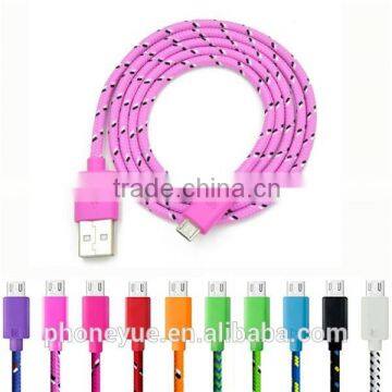 low price colorful 1m nylon braided usb cable for android devices