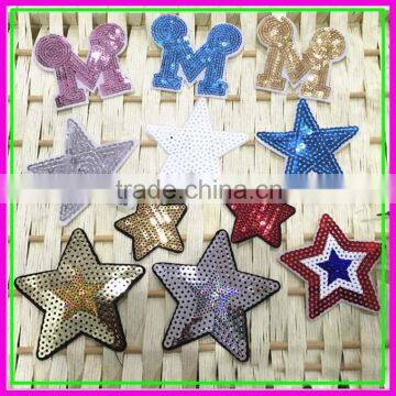 Fashion New Design Sample Trial Order Sew-on Hot Fixed Cheap OEM ODM Computer Embroideried Plastic Paillette Star Shine Patches                        
                                                Quality Choice