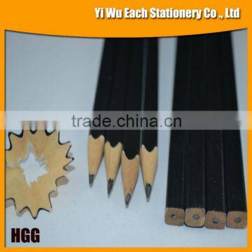 7 Inches HB Lead Wooden Square Pencils With Black Painting On the Surface