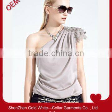 fashion one shoulder t shirt woman t shirt