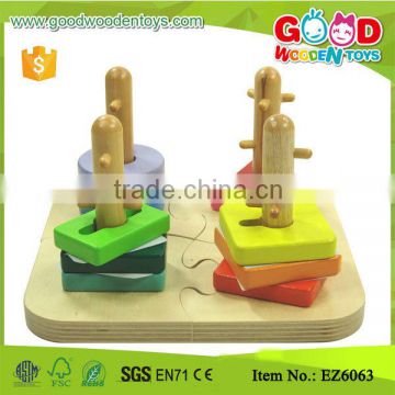 Top Sale Geometric Stacker Mini Wooden Toy Block for kids