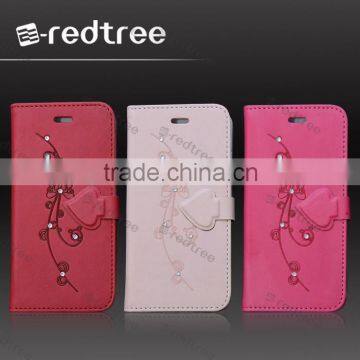 Fashionable design diamond wallet flip cover for huawei y300