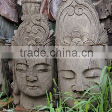 Chinese antique wooden carved buddha head