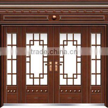 tempered glass shop wood door