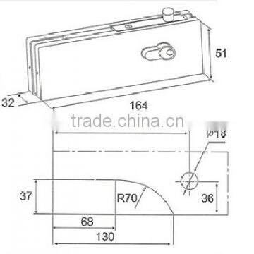 Wholesale Aluminum Patch Fitting Lock for Glass Door (DL-049) photo-2