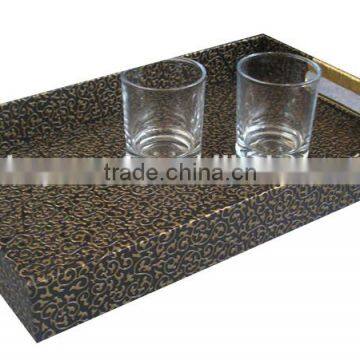 PU Leather Covering Wooden Serving Tray