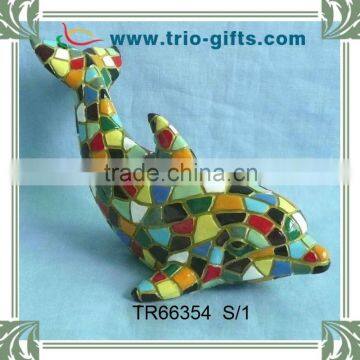 5 Inch- Polyresin Mosaic Dolphin Figurine Home Decoration