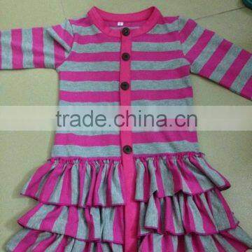 Classic Design Cute Baby Girl Cotton Cardigan 100% Cotton Kids Long Sleeve Cardigan With Triple Ruffle photo-6