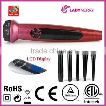 100-240V LCD Ceramic Tourmaline 5P 220C/430F interchangeable curling wand