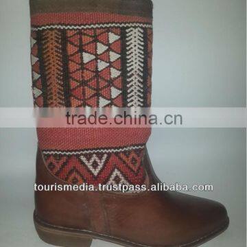 Brown Handmade moroccan kilim boot size 40 made in Marrakech xa02