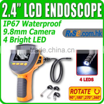 2.4" LCD 9.8mm Borescope Endoscope 1M IP67 360 Rotaion Inspection Camera