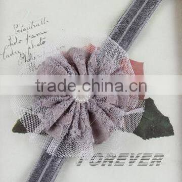 Lovely Flower Elastic Hair Rubber Band With Pearls photo-3