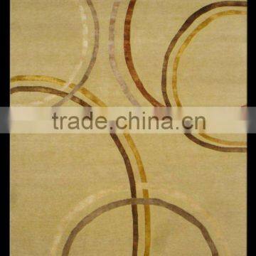 534,Beige tibetan weave carpet made with wool & Silk