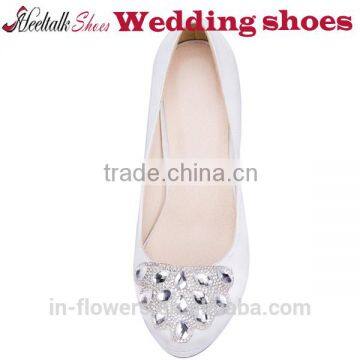 Wholesale White Wedding Shoes Middle Heel Ladies Shoes Low Shoe Factory China photo-5