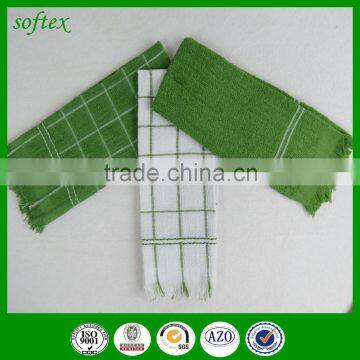 China wholesale Terry green check tea towels low cost