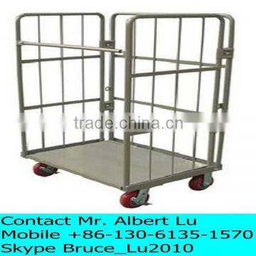 3-Sided Steel Material Roll Container Roll Cage Metal TrolleyWarehouse Trolley